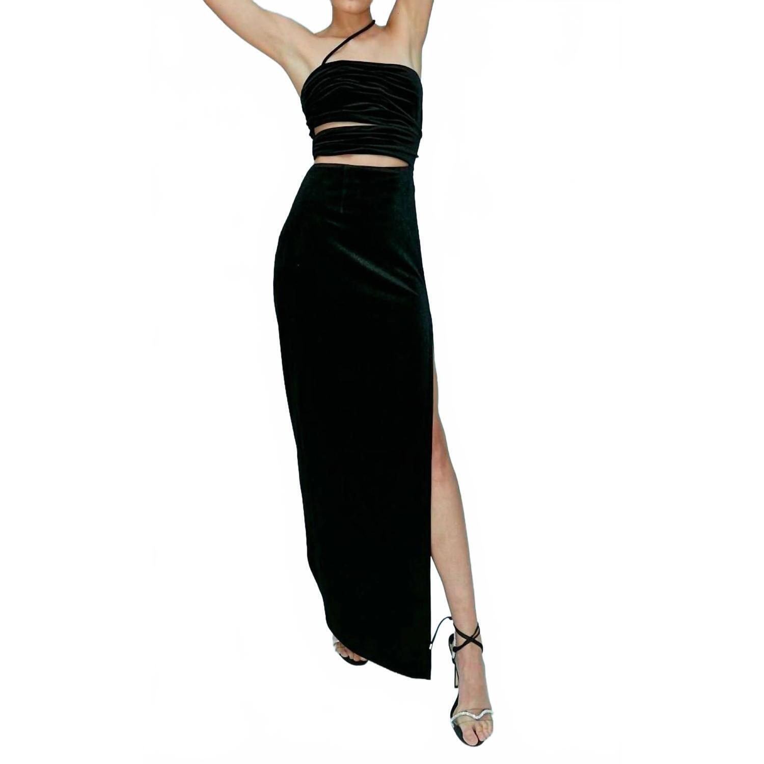 New Aiifos Julia Maxi Dress In Black Velvet — image 2 of 3